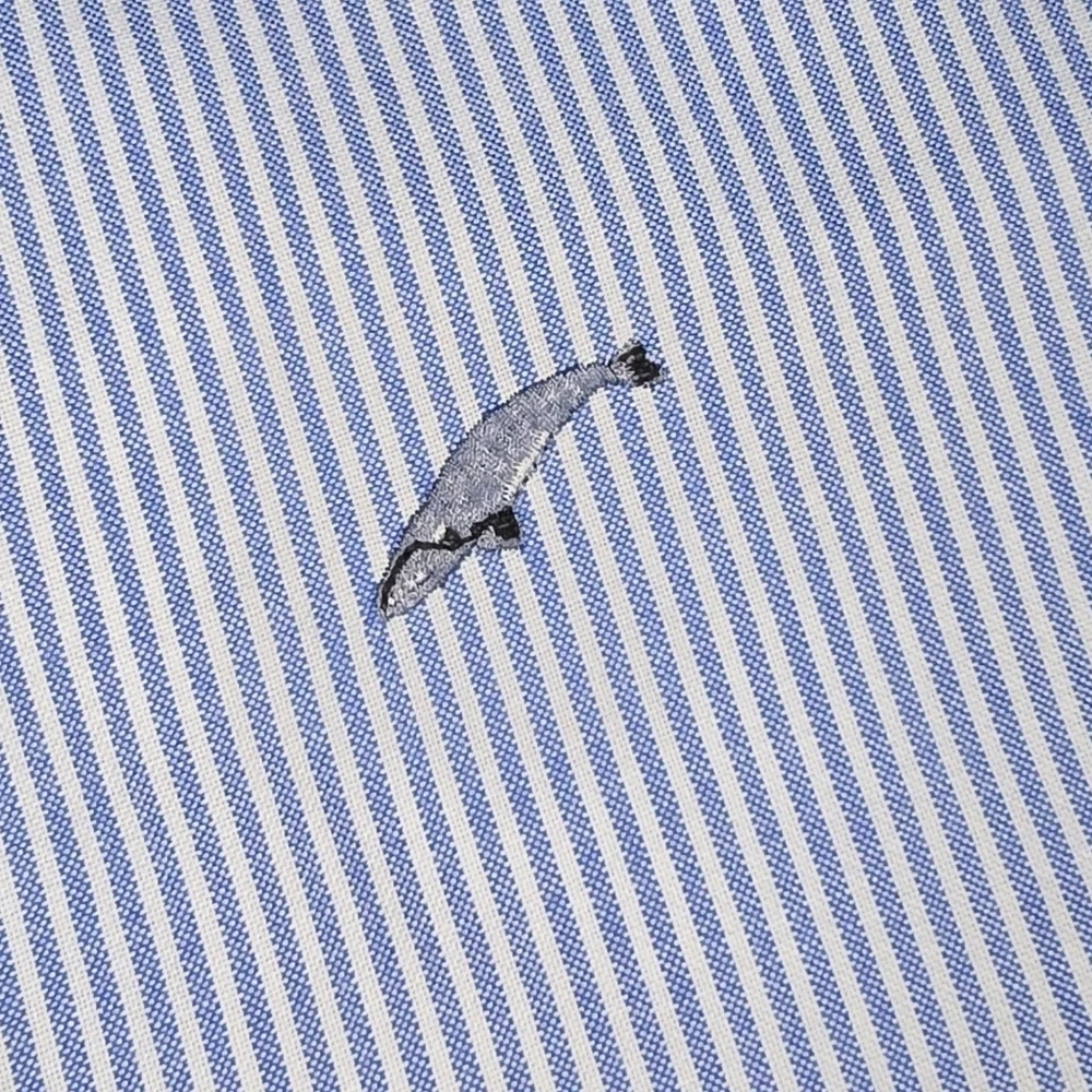 j. Crew | Lightweight Oxford Pin-Striped Embroidered BlueWhale Button Down Shirt